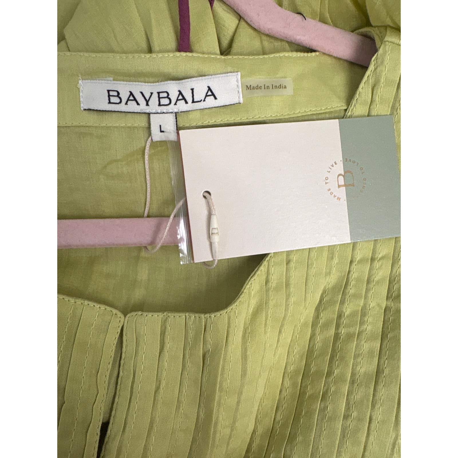 Nwt Baybala Chartreuse Long Sleeve Cotton Maxi Dress Sz L — image 5 of 5